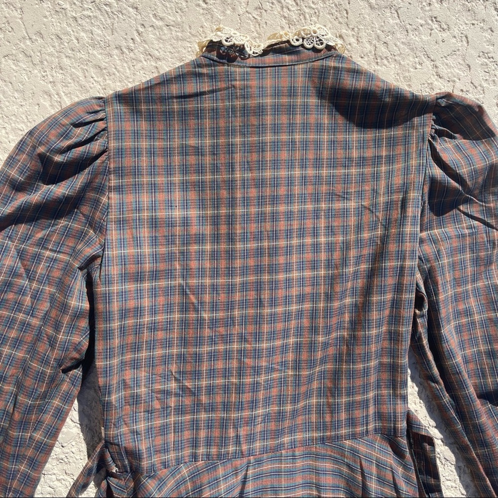 Gunne Sax by Jessica San Fran vintage plaid velvet trim RARE dress - Picture 10 of 10